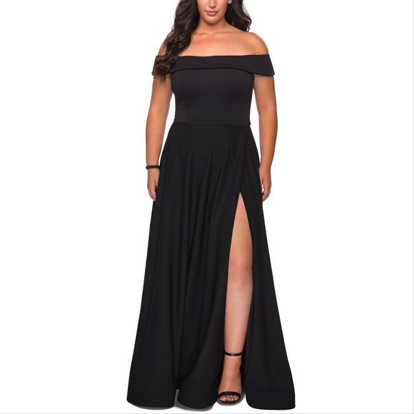 Black La Femme Size 22 Side slit dress